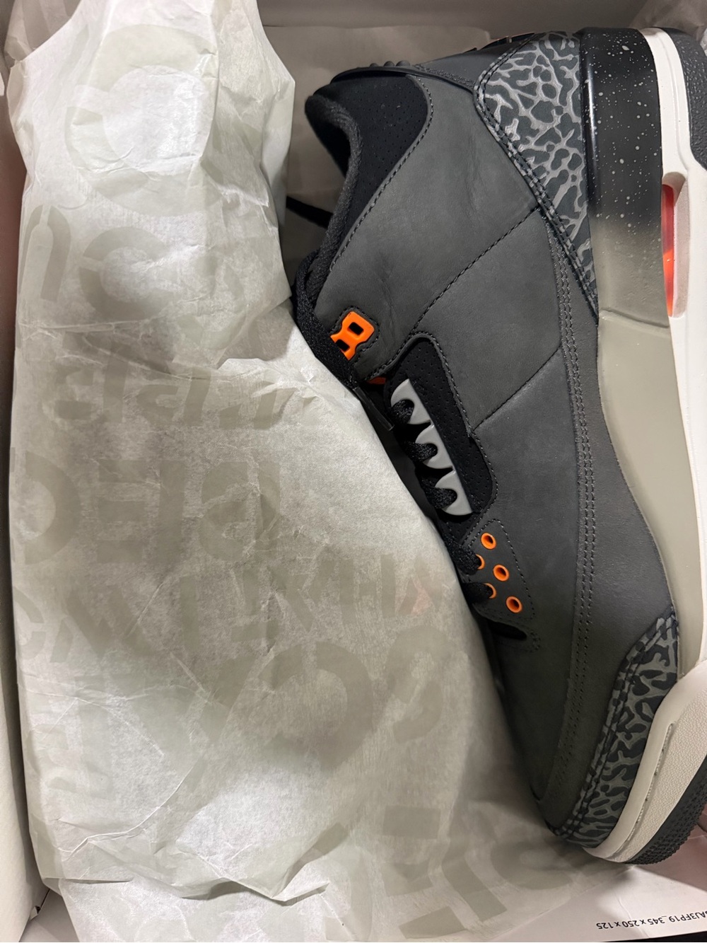 Jordan Men's Gray and Black Sneakers with Orange Accents